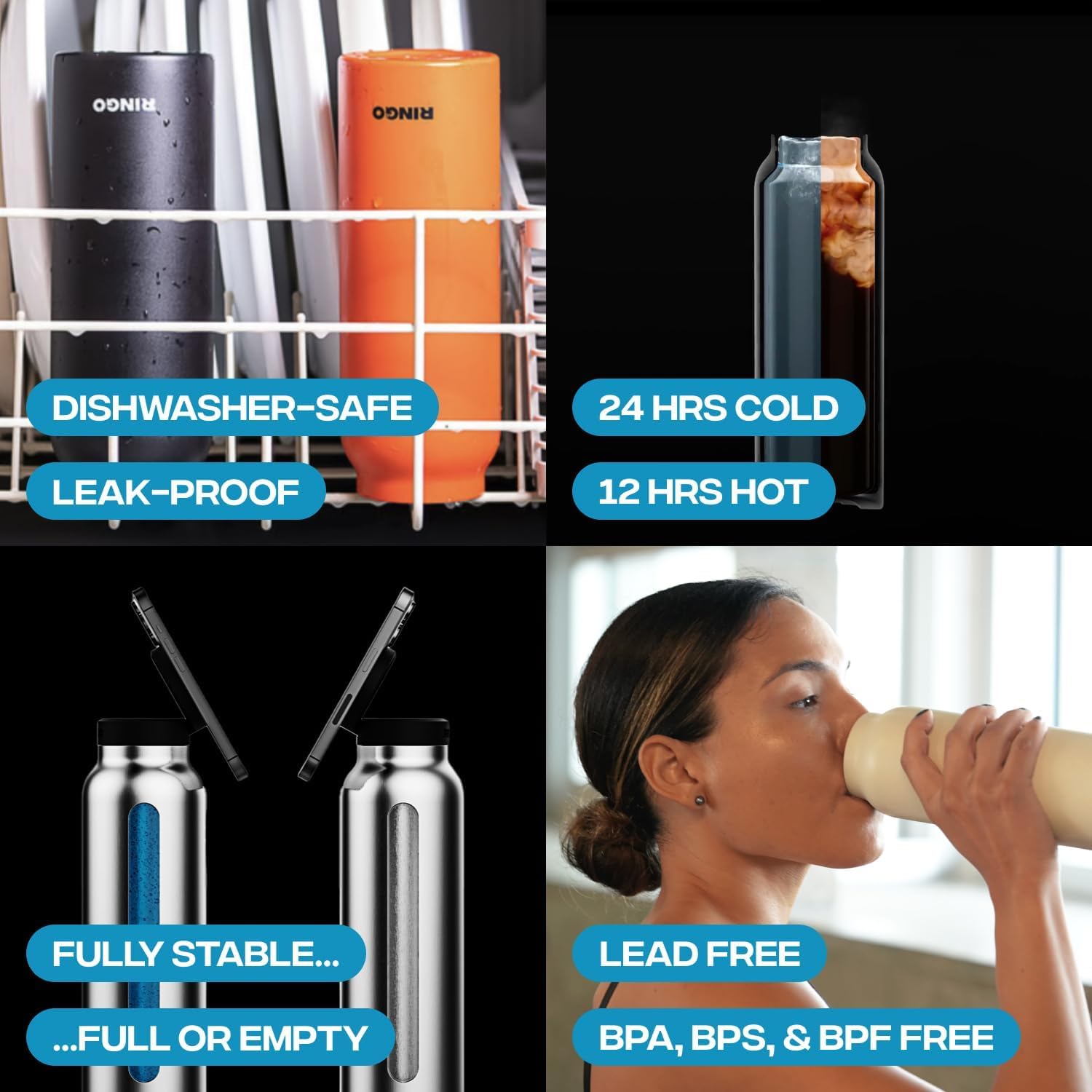 Ringo Pro: Botella Inteligente 2 en 1 con Soporte Magnético para Teléfono 📱💧